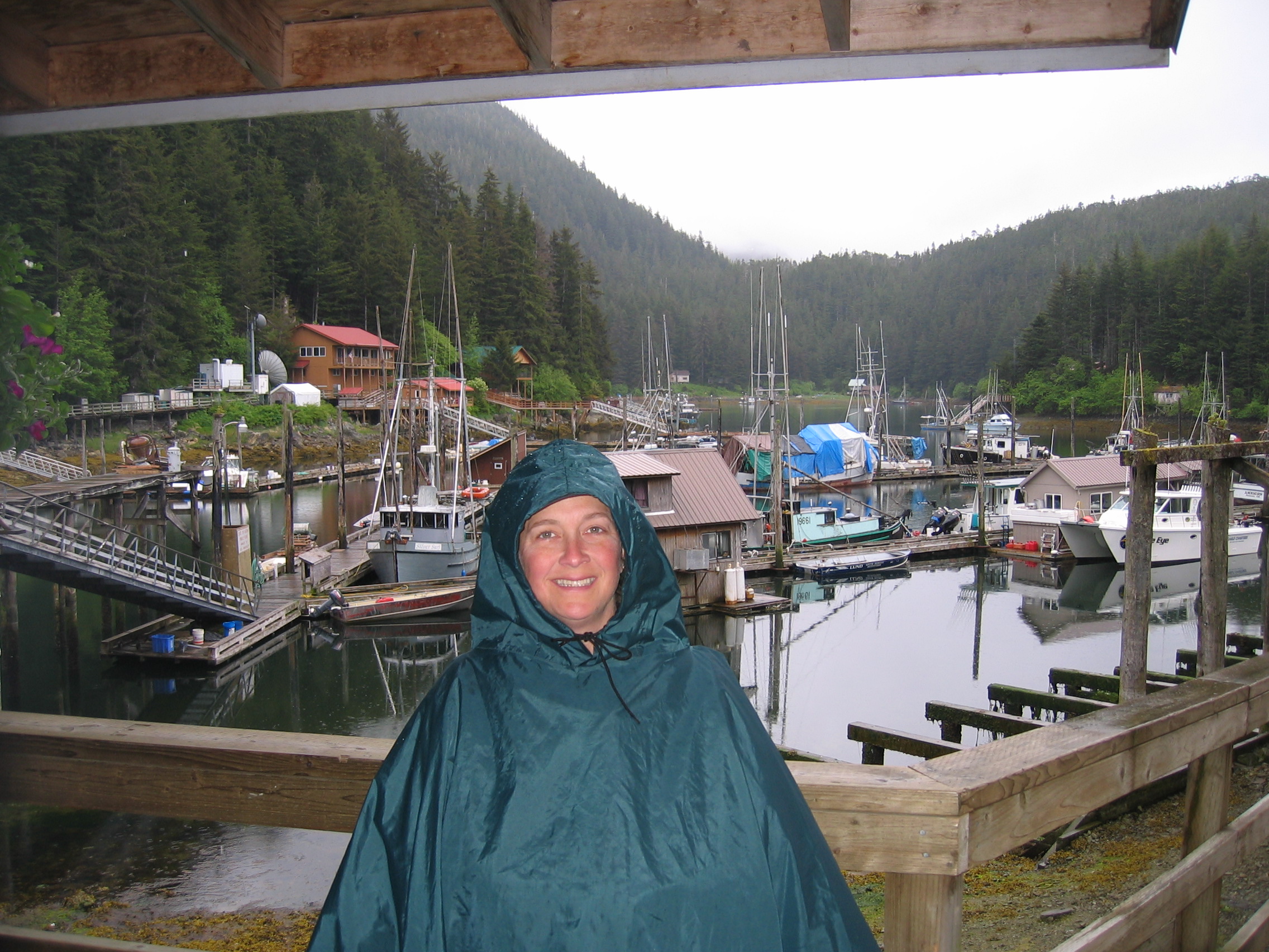 Shanna on the boardwalk in Elfin  Cove