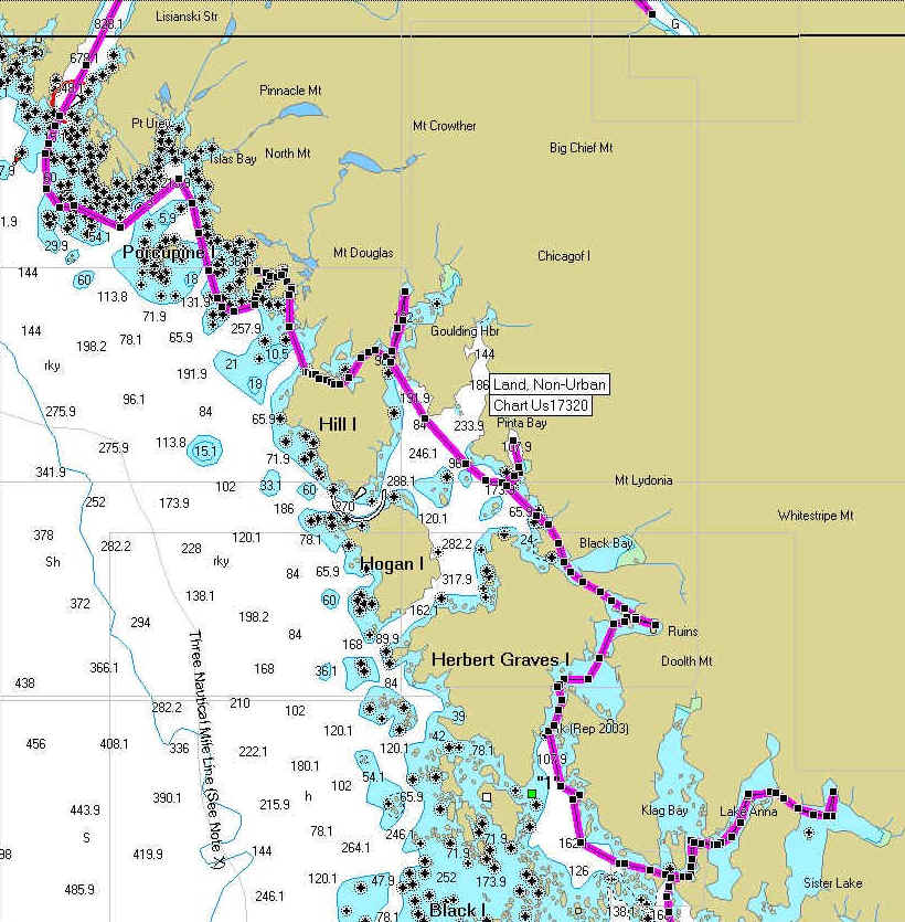 Routing Map from Lisianski to The Sister Lake area.